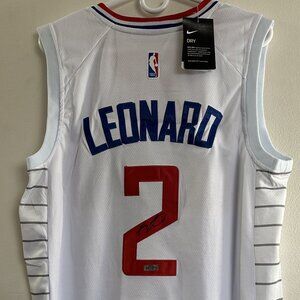 KAWHI LEONARD SIGNED LA CLIPPERS BASKETBALL NBA JERSEY AUTOGRAPHED W/COA XL 694